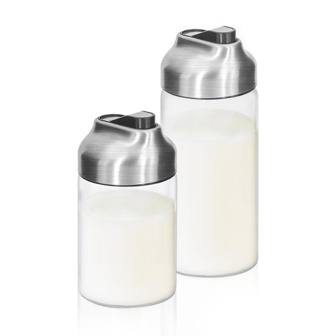 Aelga glass coffee creamer 7oz with easy pour cap for quick serving