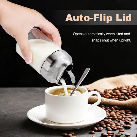 Aelga 12oz glass dispenser ready for milk, creamer, or spices