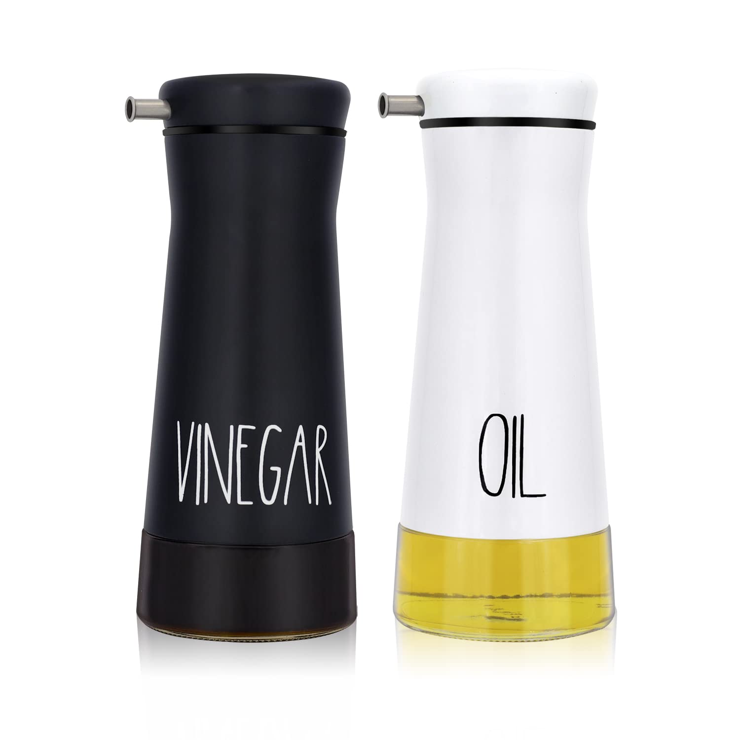 Aelga oil dispenser no-drip white bottle keeps counters clean.
