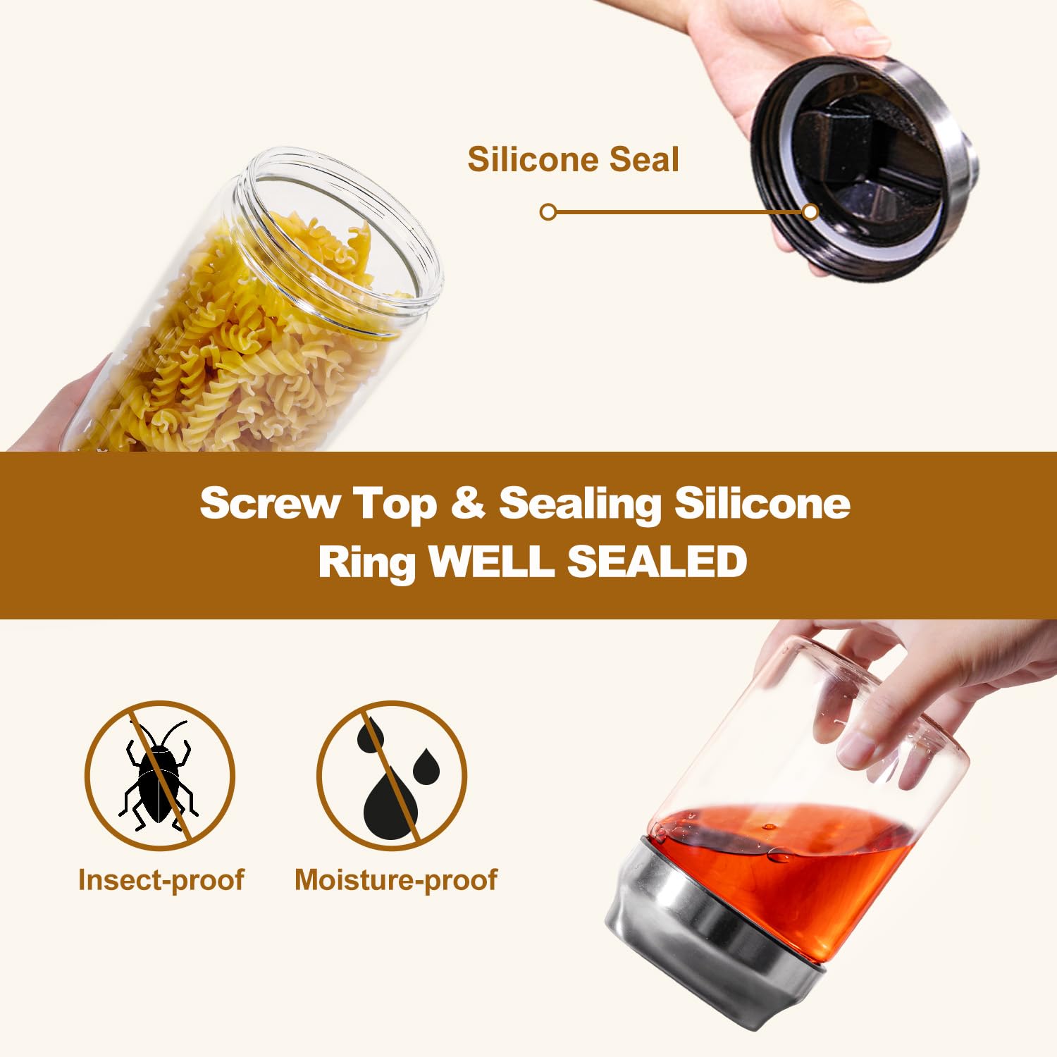 Aelga one-handed lid design enables quick access while multitasking in the kitchen.