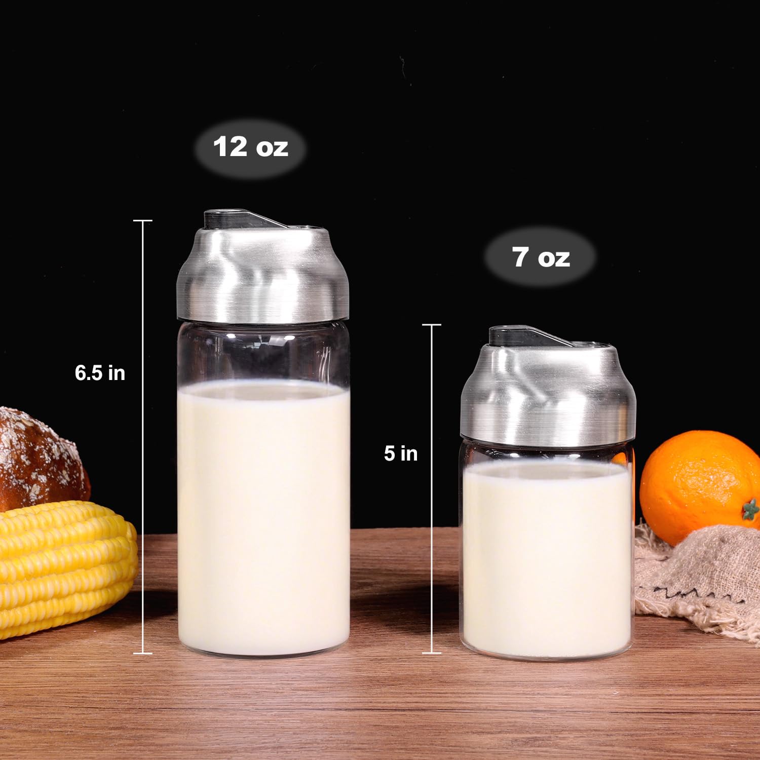 Aelga brushed stainless steel tilt-cap lid for fast pours