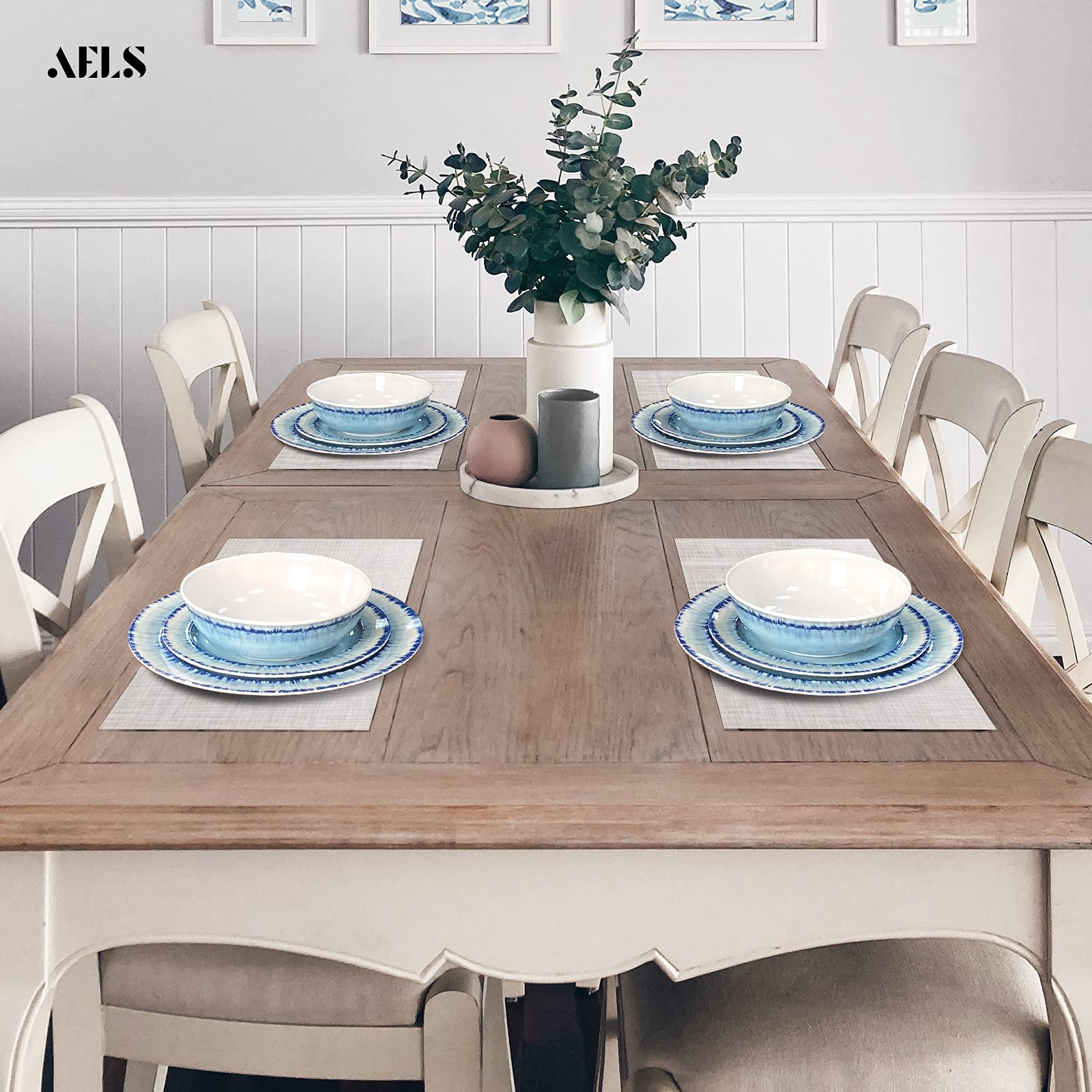 Close-up of the blue ice-cracking texture on AELS melamine surface