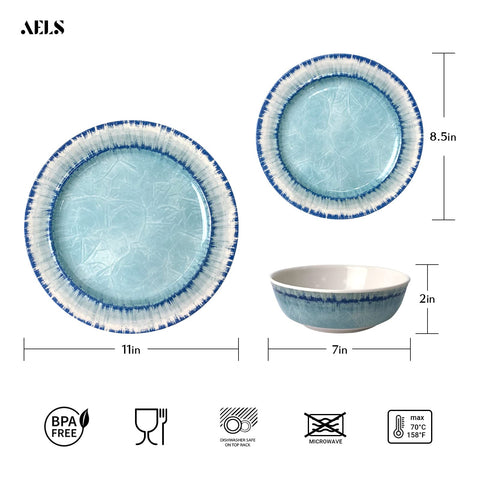 AELS melamine salad plates featuring the blue ice-cracking texture for casual meals