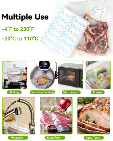 Waterproof labels from AENTGIU help track contents and storage times.