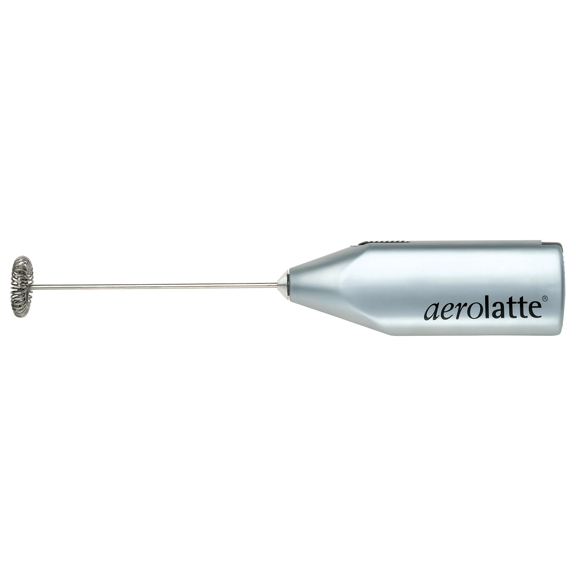 Aerolatte milk frother frothing in mug tops cappuccino