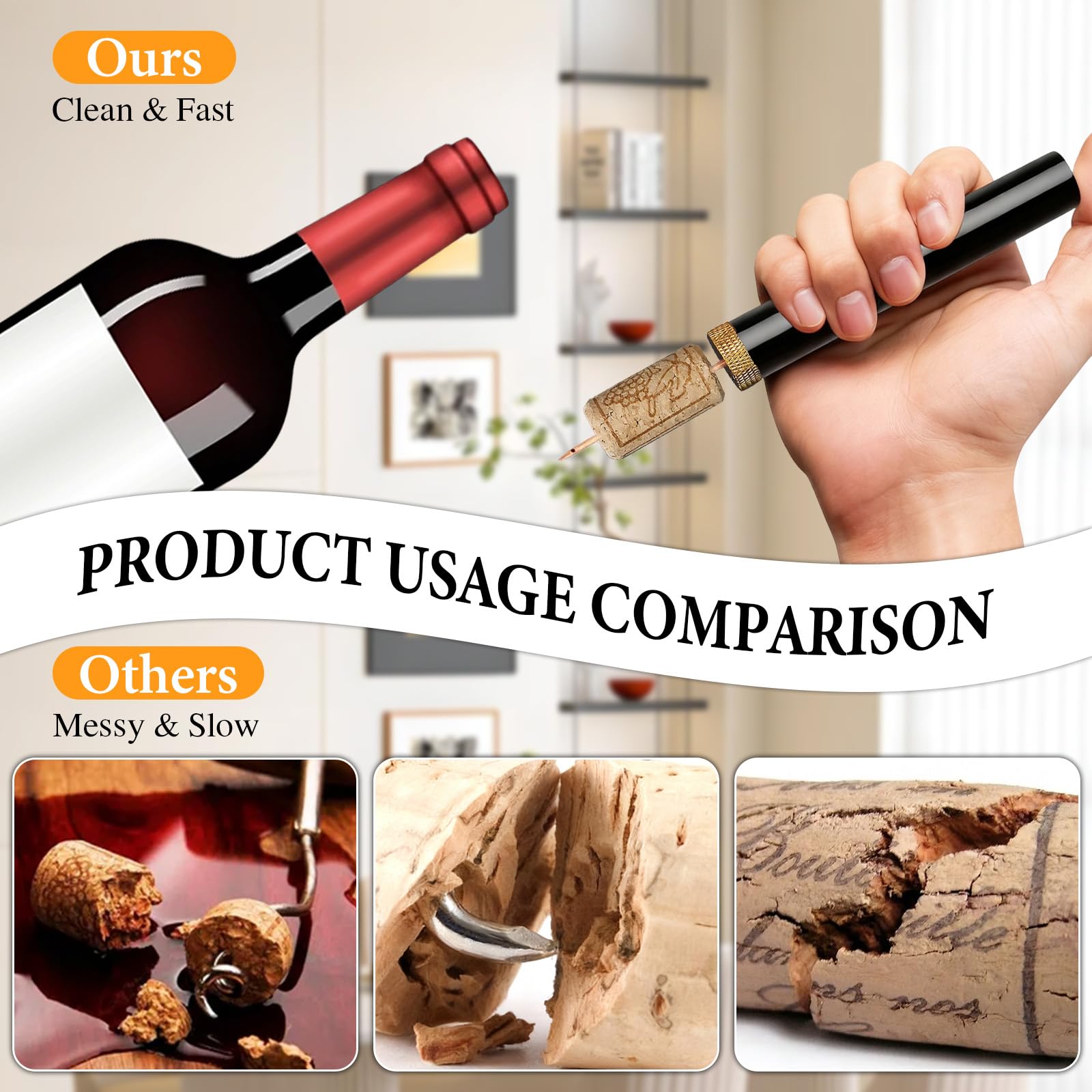 Aeropop wine opener air pump action: effortless one-step pop at home or travel