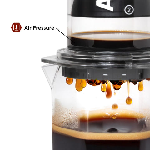 AeroPress Clear XL compact, portable design ready for travel and camping.