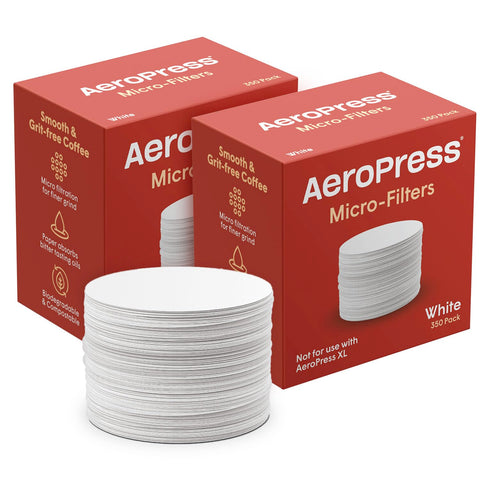 AeroPress filters in box highlighting compostable packaging.