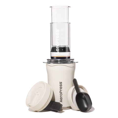 AeroPress Go Plus compact brewer and travel tumbler ready for on-the-go coffee