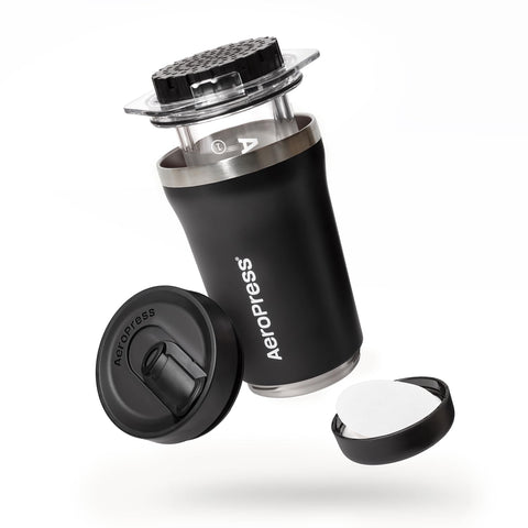 AeroPress Go Plus under-two-minute brew delivers flavorful coffee quickly.