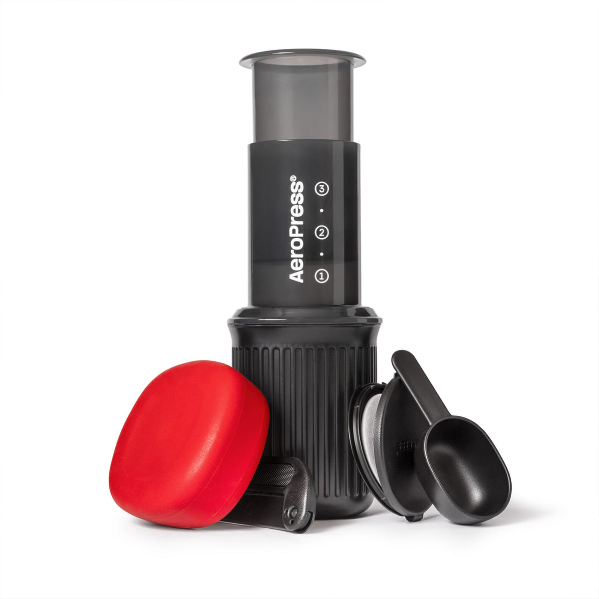AeroPress Go travel coffee maker ready for compact on-the-go brewing.