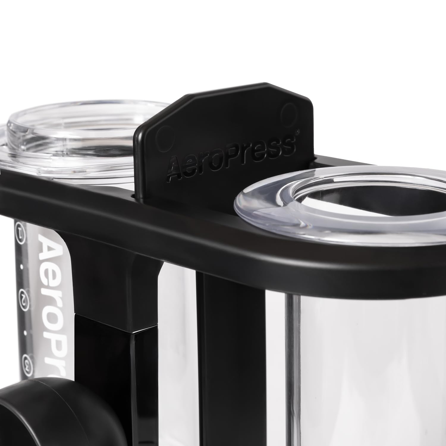 AeroPress Organizer Stand with AeroPress, scoop, and filters neatly organized for quick brew