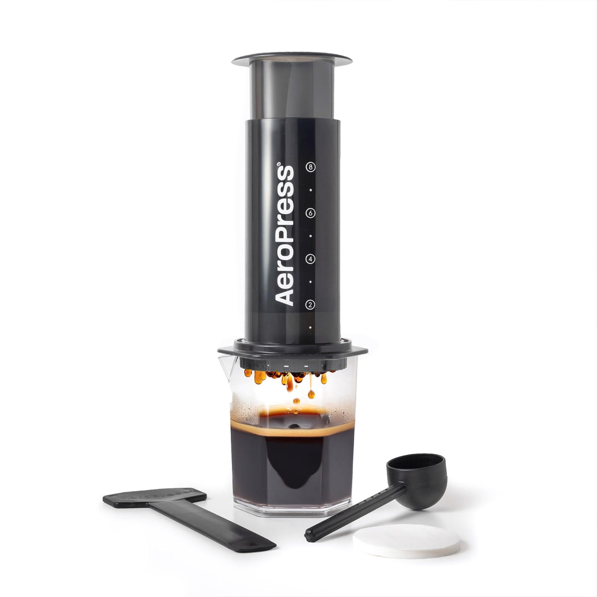 AeroPress Original XL brewer assembly in use, showing large capacity for gatherings.