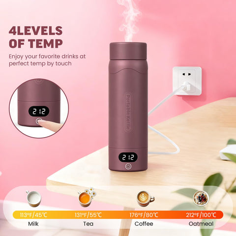 Lightweight 1.3 lb kettle with a compact 9.4 inch height is easy to pack.