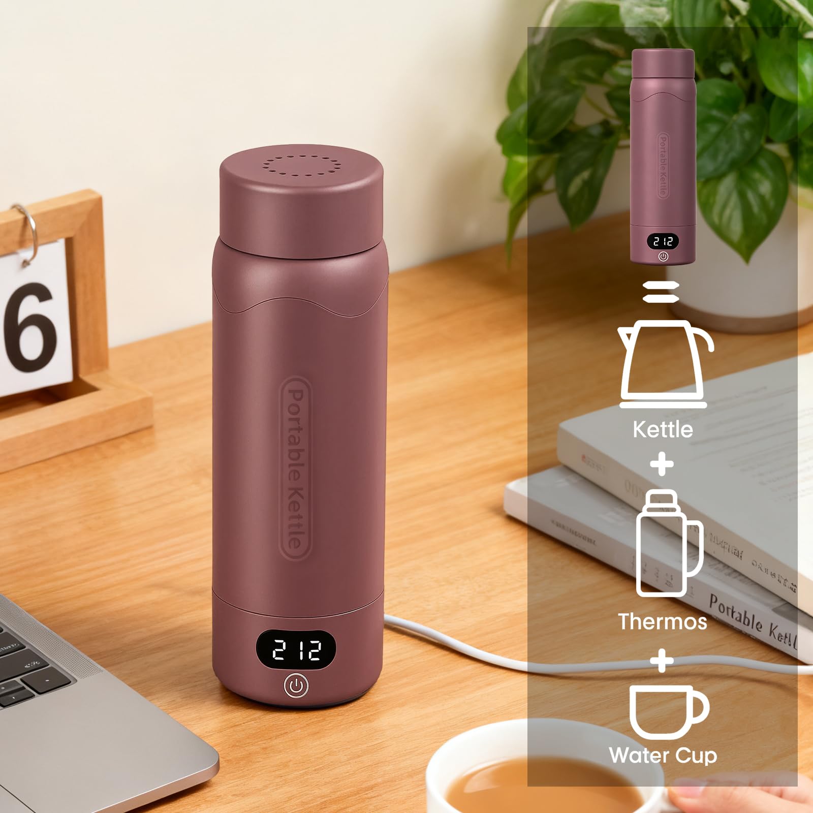 AerRoll kettle exterior 304 stainless steel provides a sturdy, travel-ready finish.