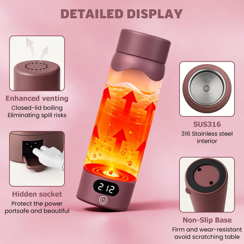 AerRoll Travel Electric Kettle LCD display shows precise temperature at a glance.