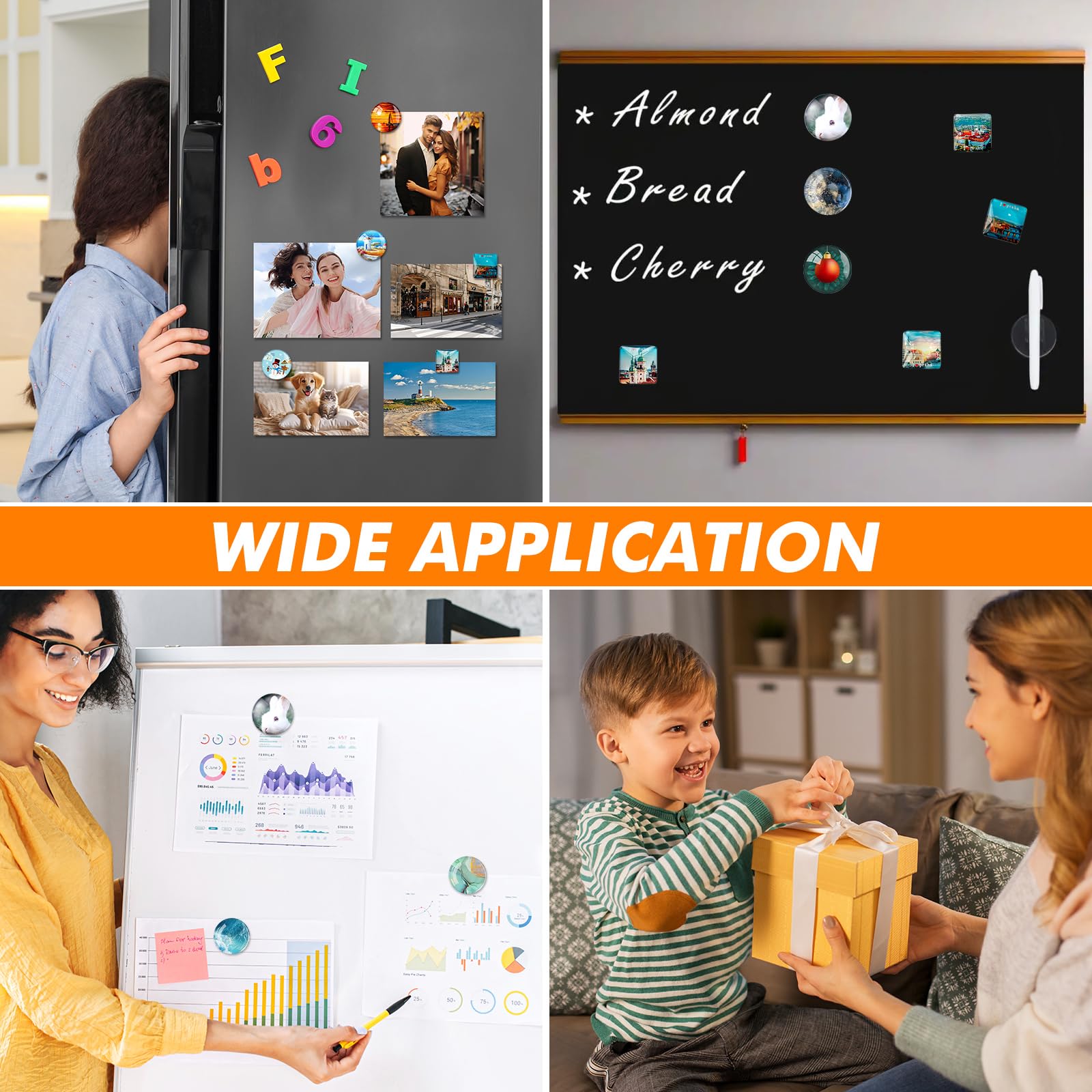 Aertiavty clear glass pieces for elegant magnetic displays.