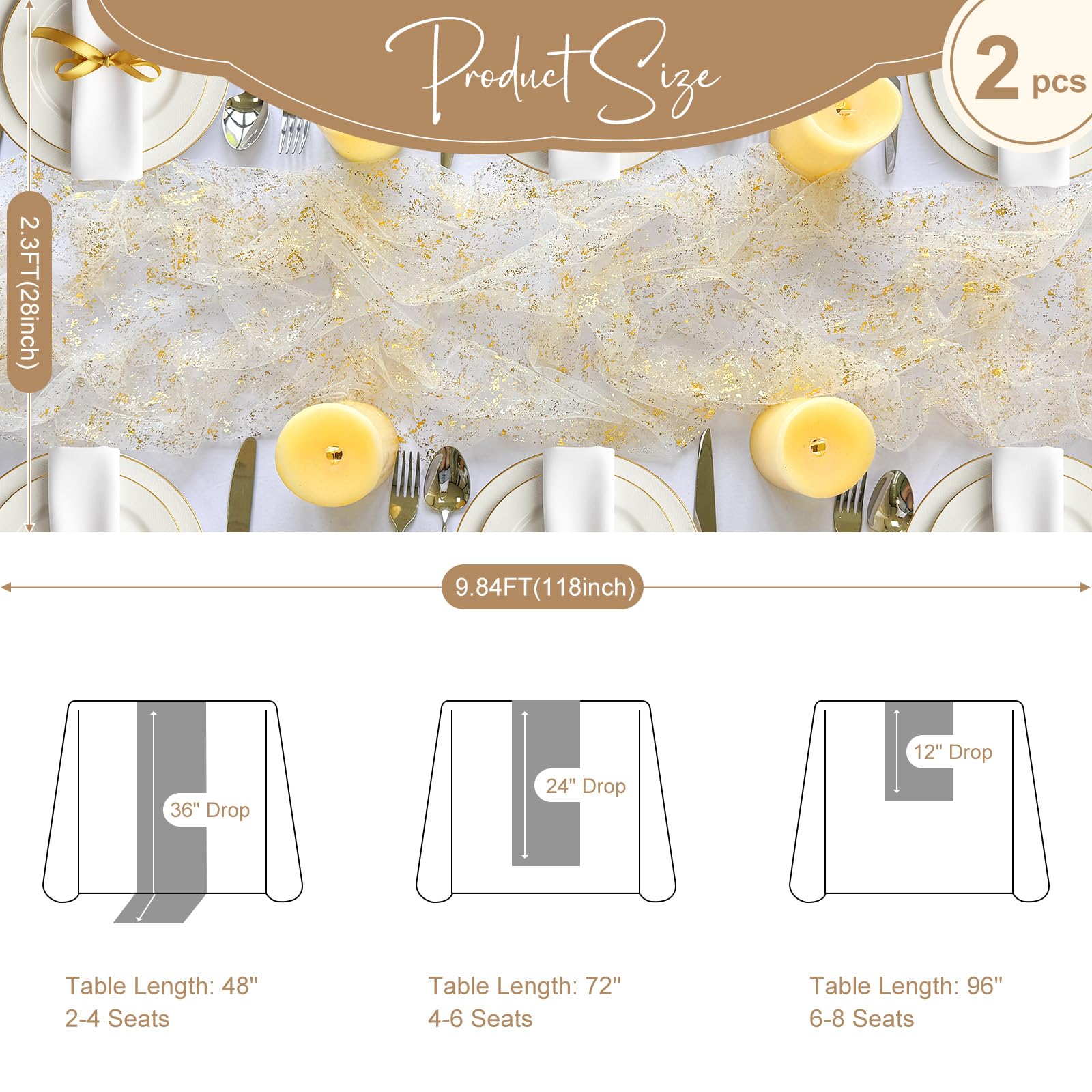 AerWo glitter table runner for elegant wedding decor