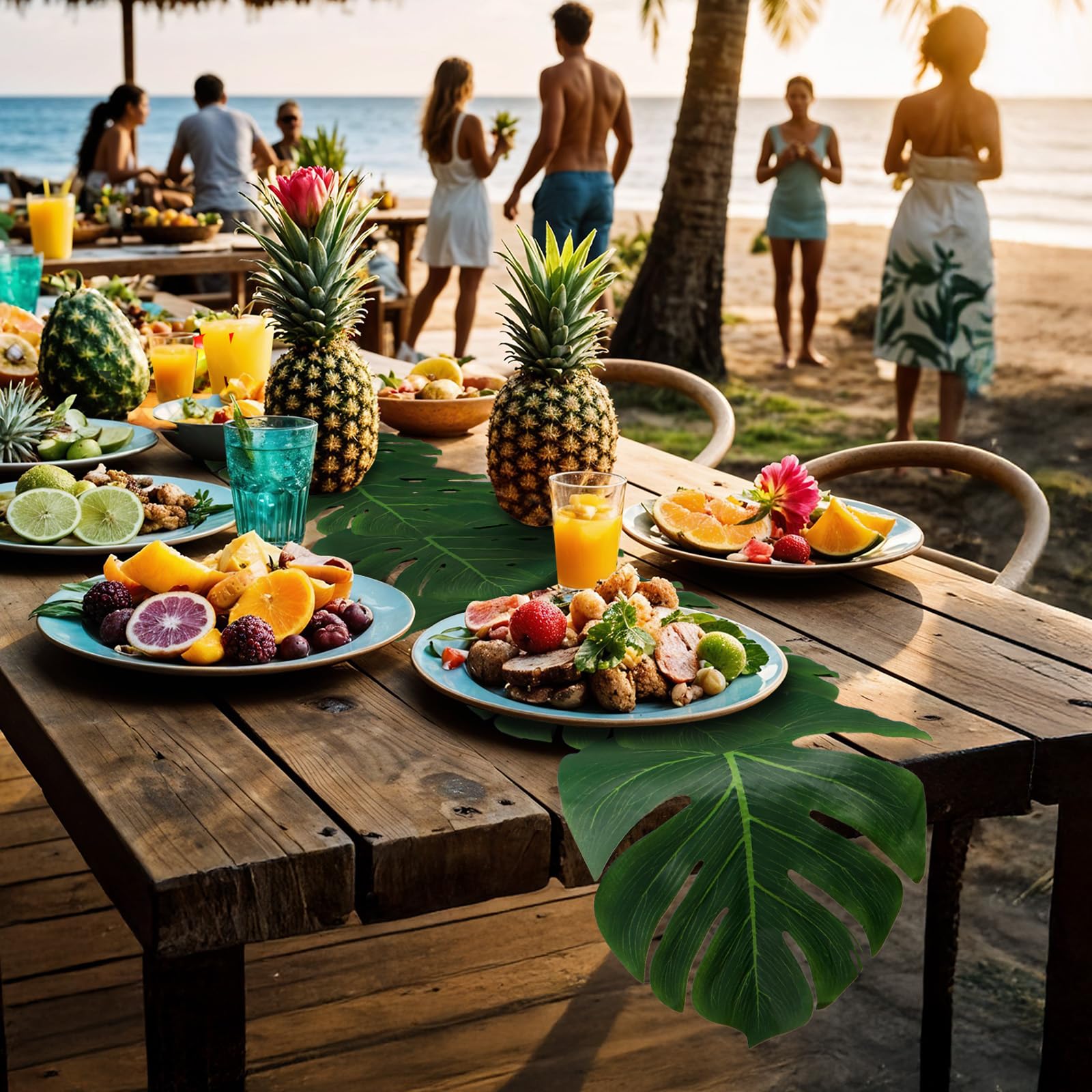 AerWo preassembled tropical table runner saves setup time and decorating effort.