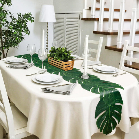 AerWo safari jungle table runner in green brings fresh ambiance to outdoor gatherings.