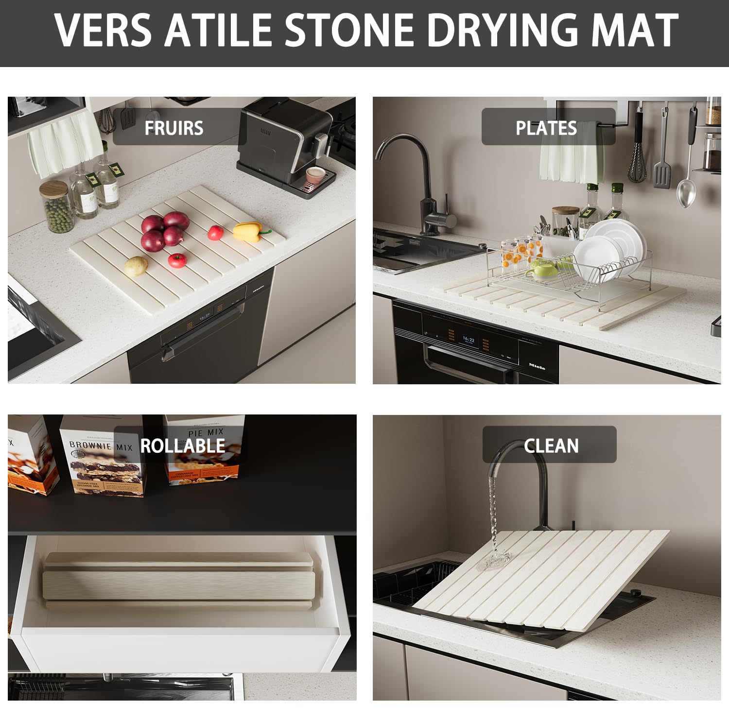 Aetherforge black mat with dishes on top, showcasing drying surface