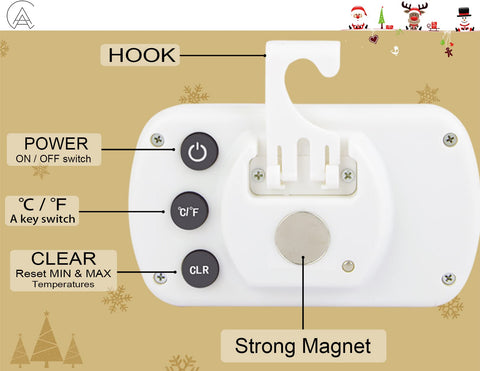 AEVETE max/min thermometer showing high and low temps for monitoring.