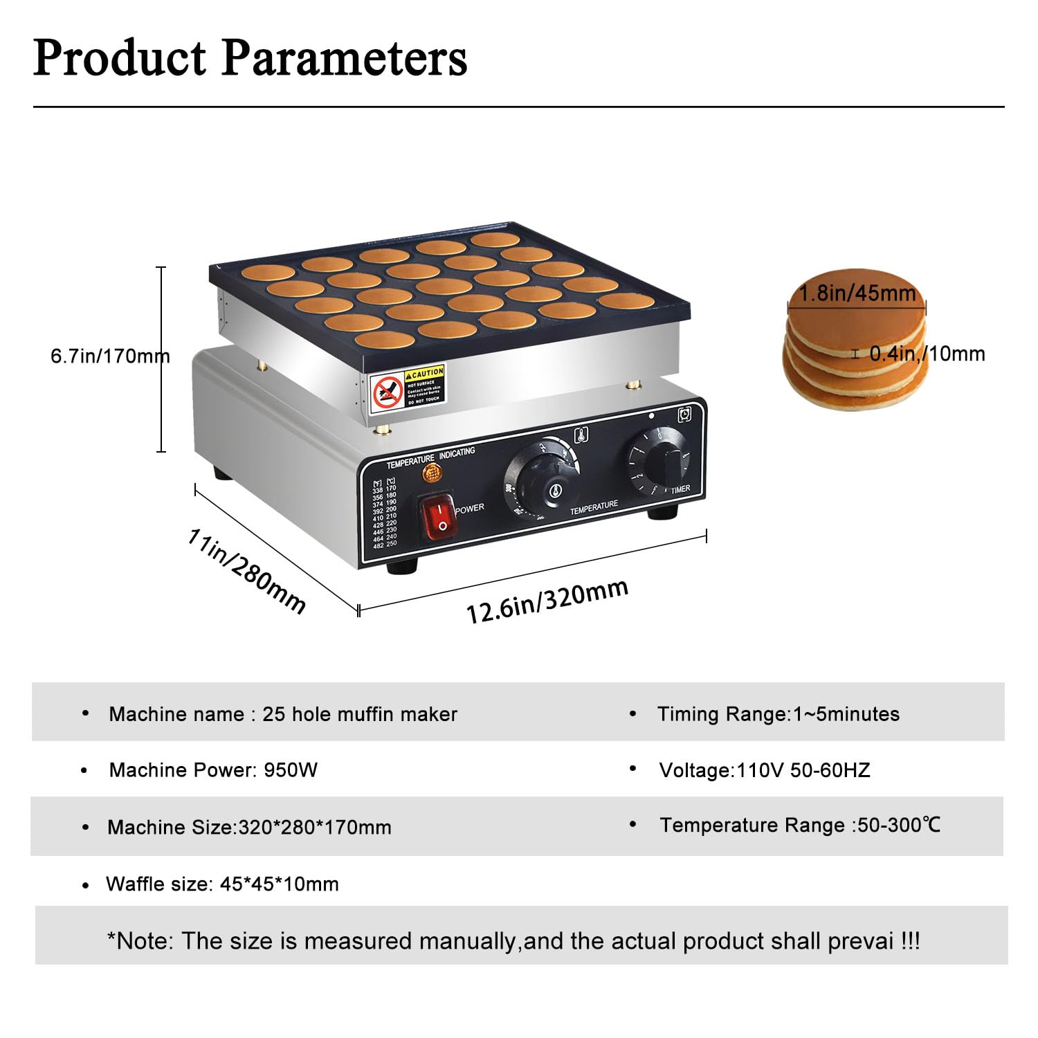 AEYDJXMER mini pancake maker control panel highlights precise temp and timer.