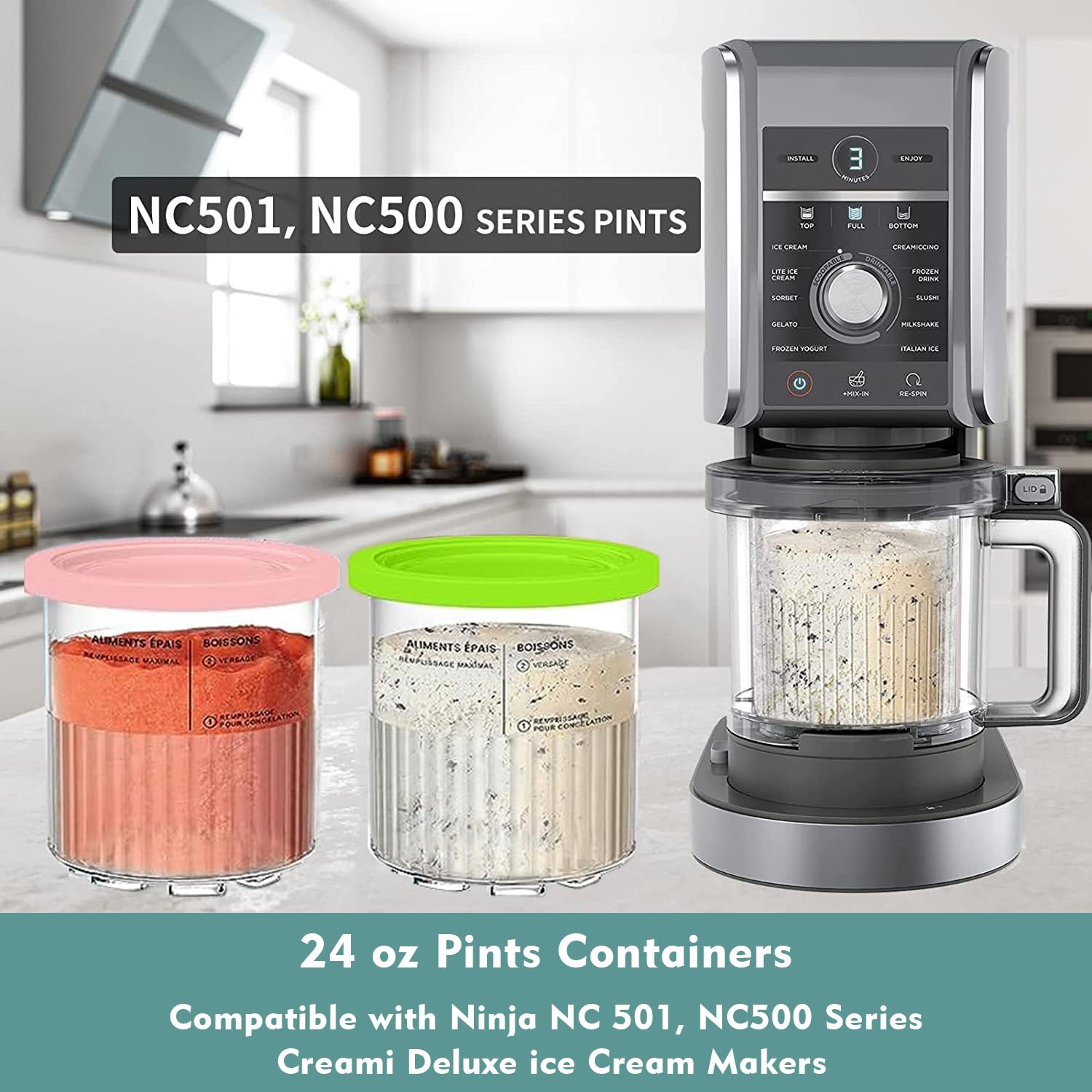 AFDLLDQM Ninja Creami Deluxe airtight lids prevent leaks during storage.