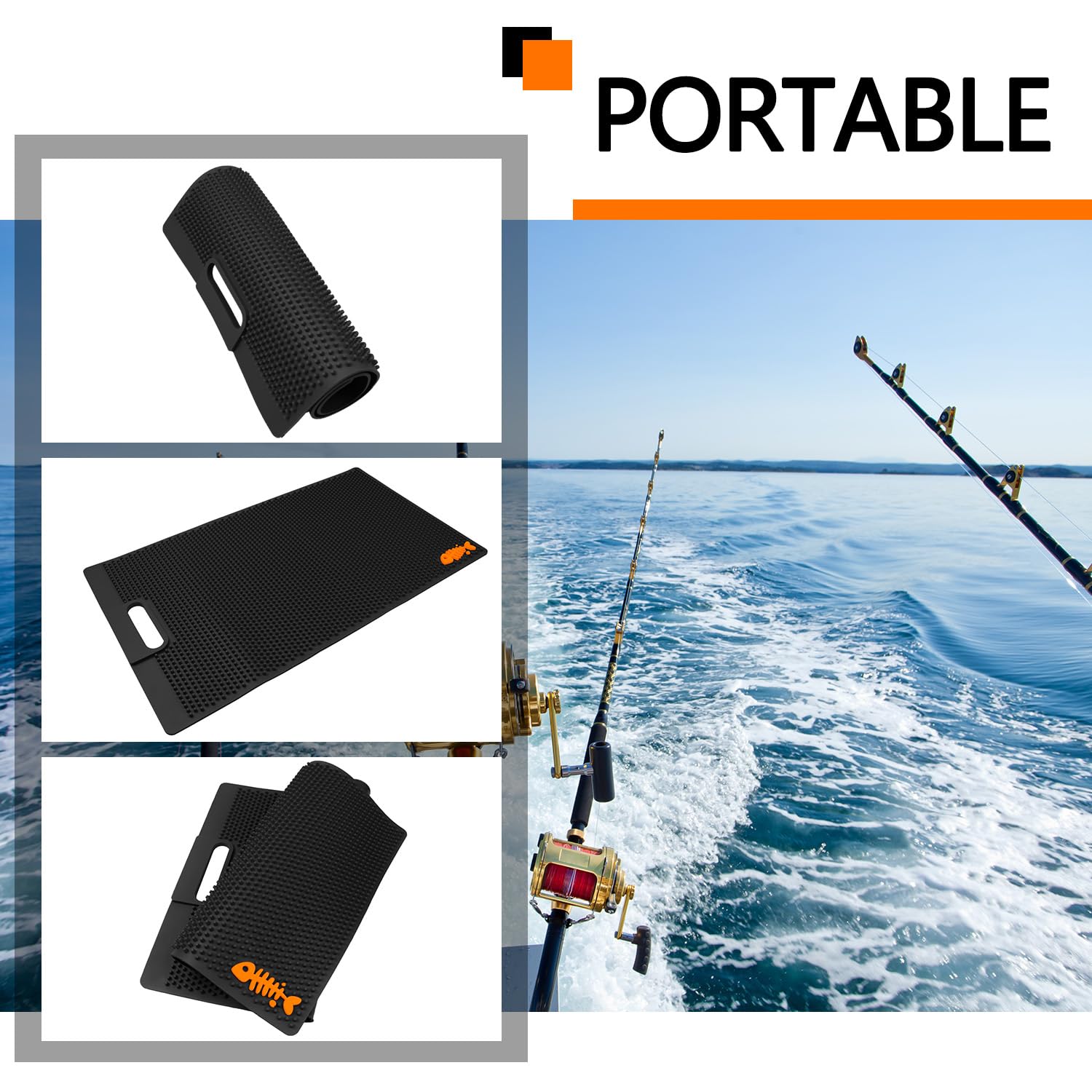 AFEISOL durable rubber fillet mat provides reliable grip during prep.