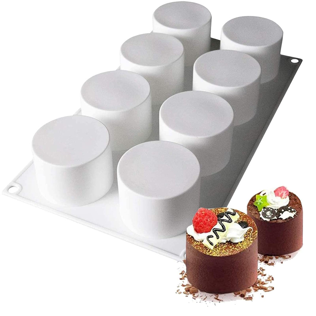 AFINSEA tall cylinder mold with 8 cavities for mousse desserts