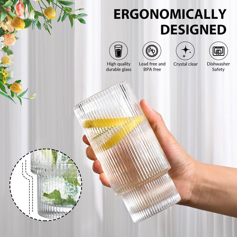 AFINSEA stackable ribbed cups saving kitchen space