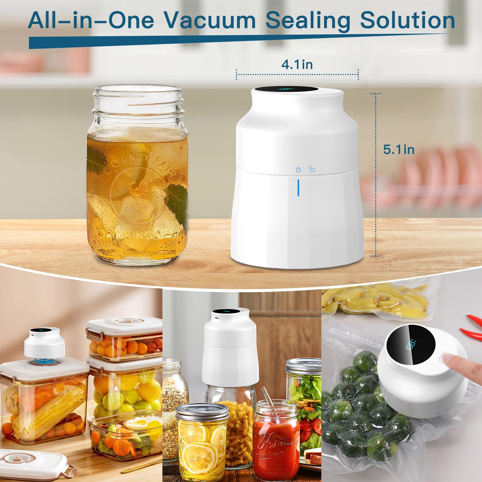 afontoto vacuum sealer for regular-mouth jars preserving meals on the go