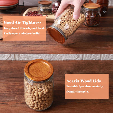 AFOROEOA dishwasher-safe acacia lids for easy cleaning.