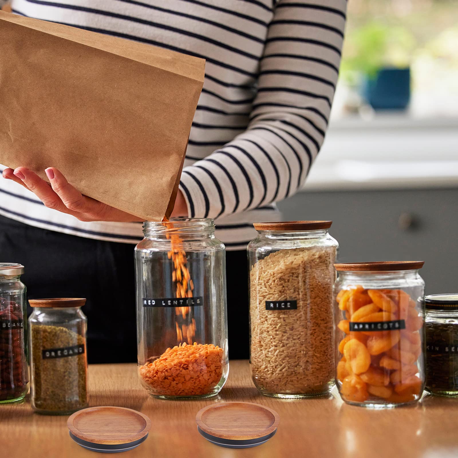 AFOROEOA multi-use lids for wide-mouth jars reduce clutter