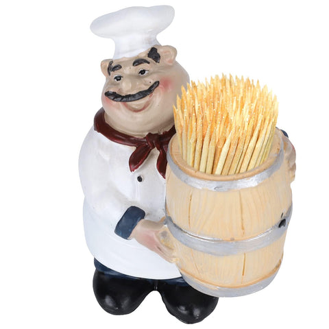 Agatige chef figurine toothpick holder adds rustic counter charm.