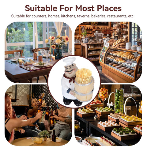 Agatige hand-polished resin chef offers lifelike detail on shelves or counters.