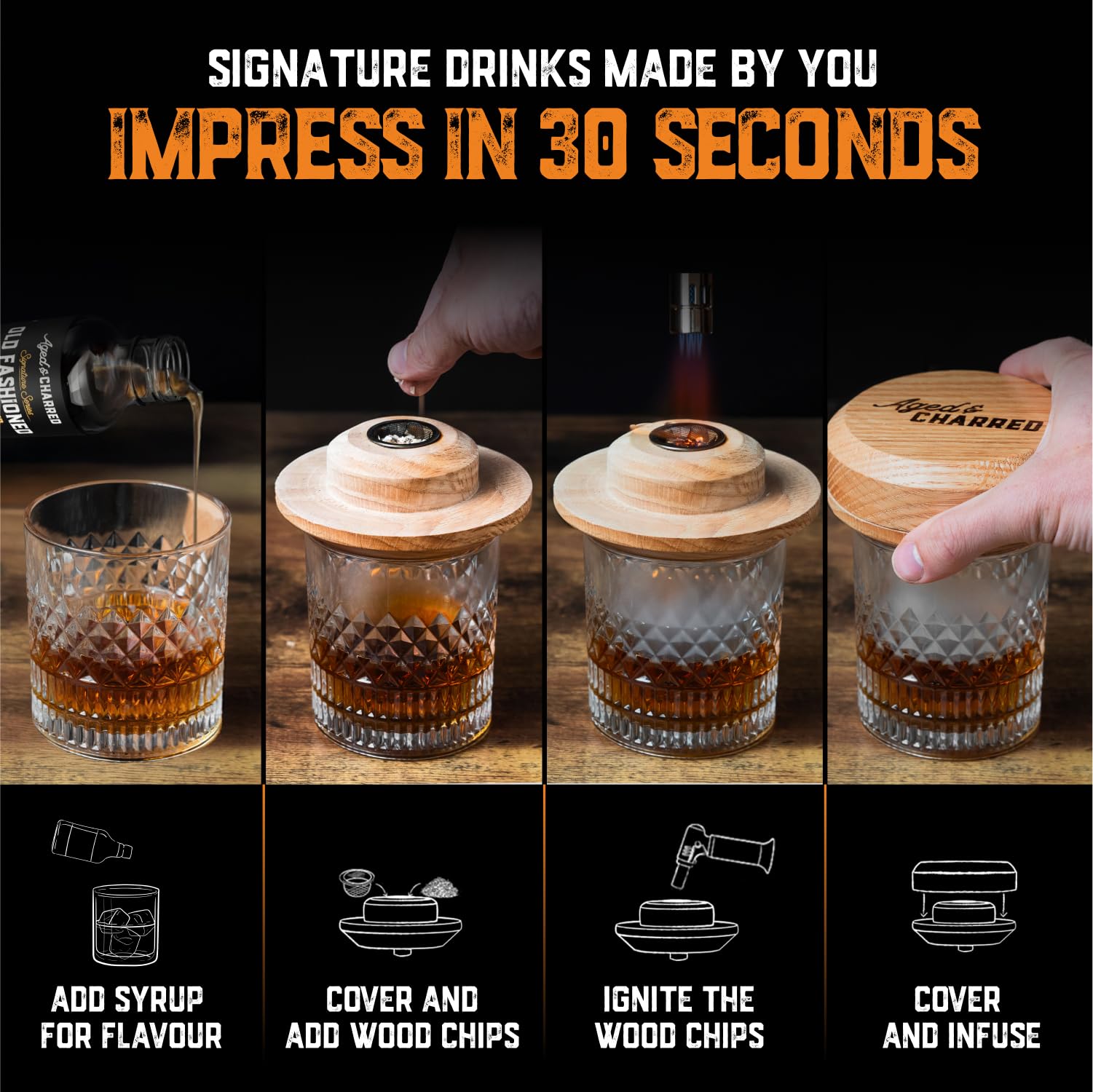 Aged & Charred peach wood chips for lighter fruity smoke accents