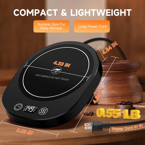 Agedbaby mug warmer easy-clean surface wipes clean after use.