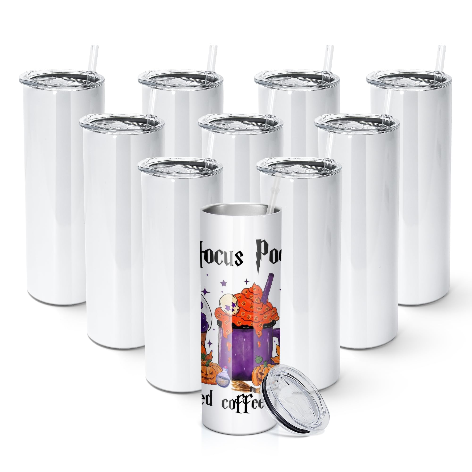 AGH 20 oz sublimation tumbler with lid and straw showing full wrap capability and bright prints