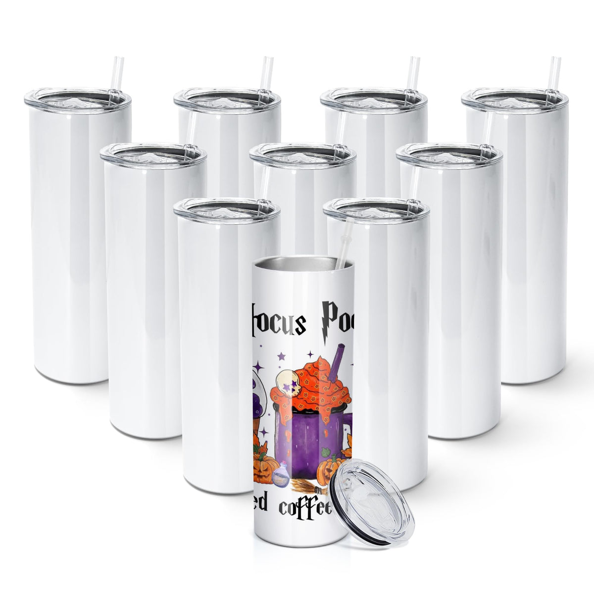 AGH 20 oz sublimation tumbler with lid and straw showing full wrap capability and bright prints