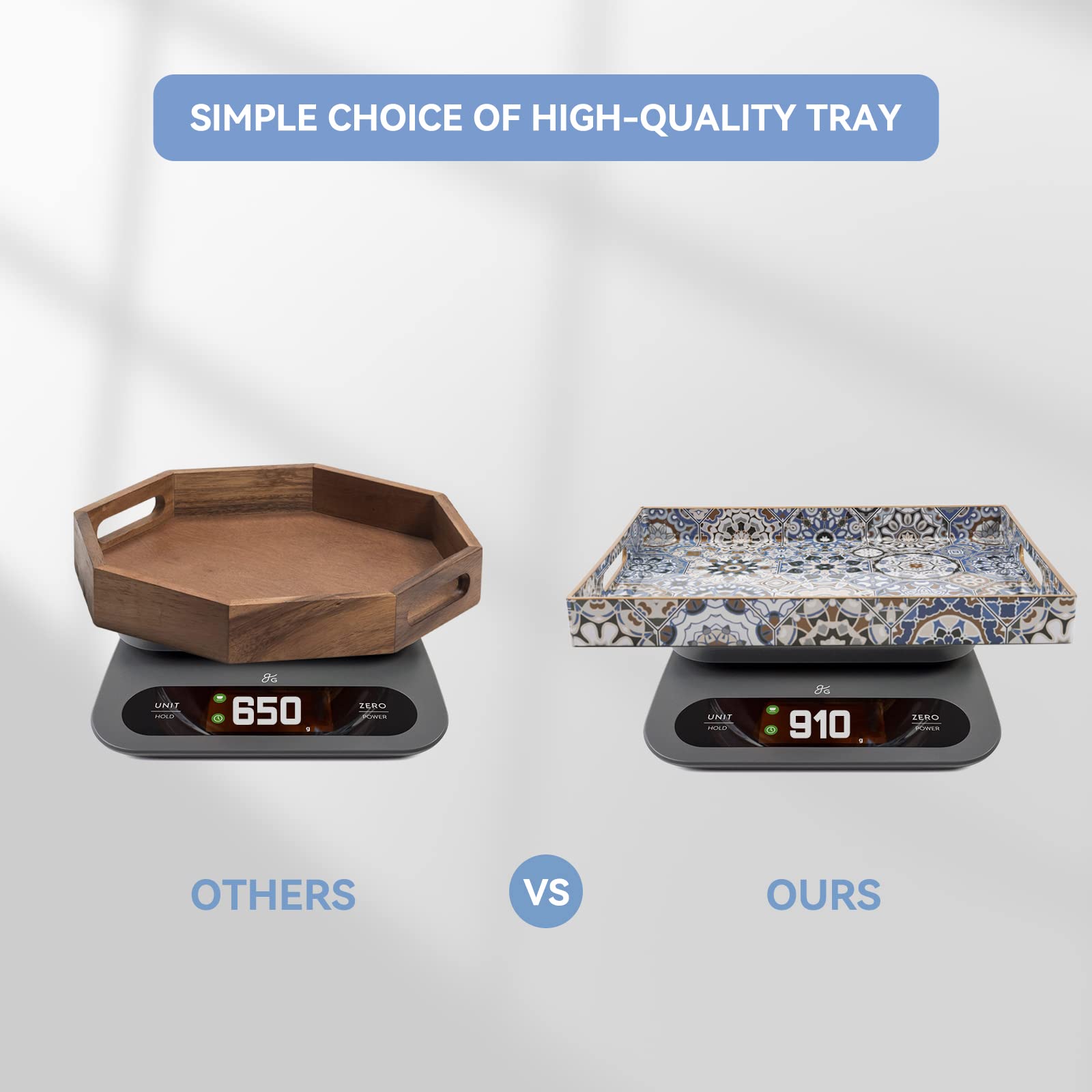 AGIOTA blue rectangle tray suited for living room, kitchen, or bedroom display and serving.