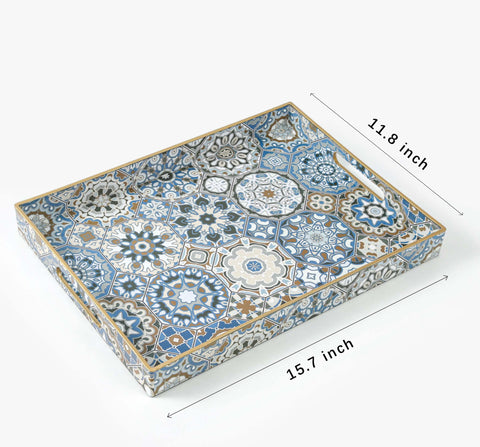 AGIOTA plastic tray with vintage print adds charm and practical use.
