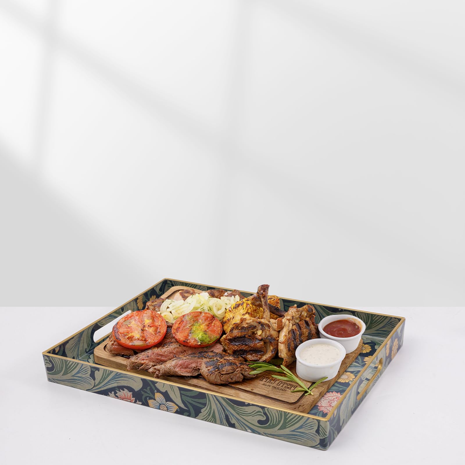 AGIOTA tray shown on a coffee table for versatile entertaining