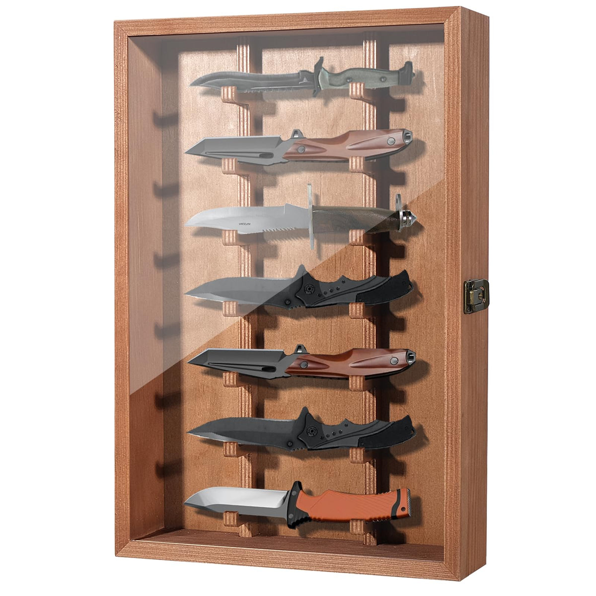 AGJIDSO knife display case frame showing sturdy wall-ready design.