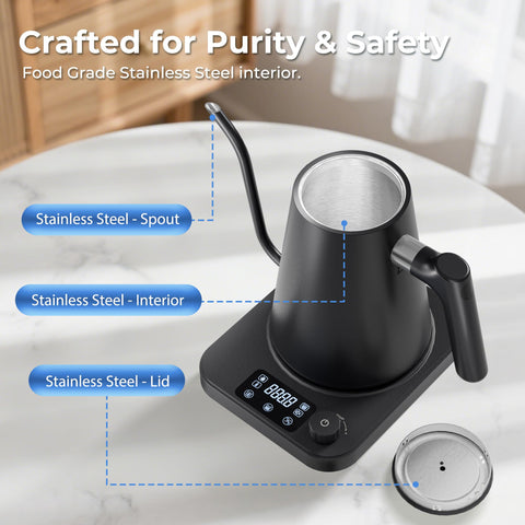 AGORVIO Gooseneck Kettle interior uses 304 stainless steel for pure water