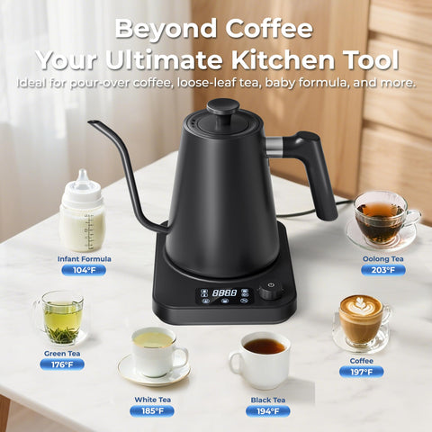 AGORVIO Gooseneck Kettle memory function recalls last settings after use