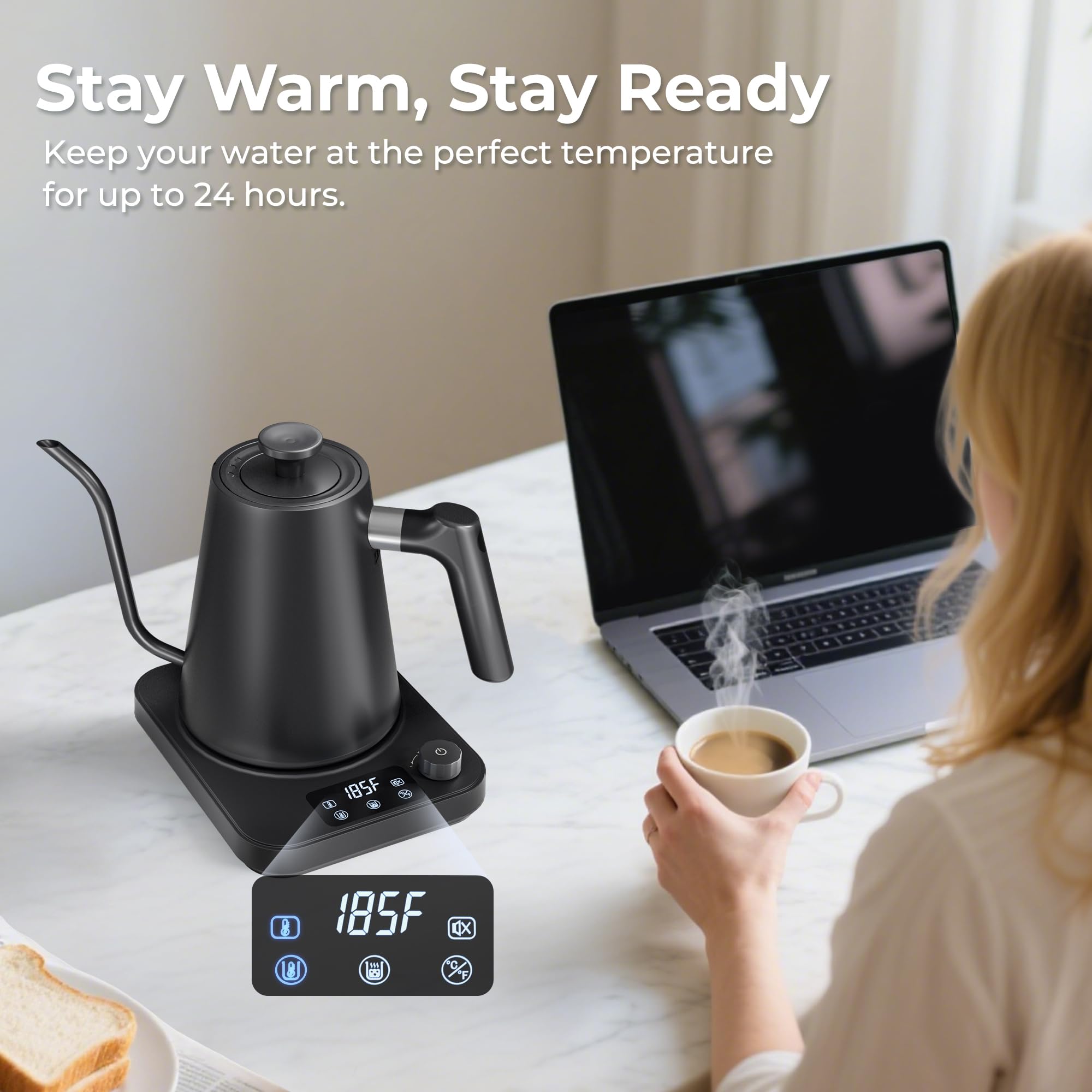 AGORVIO Gooseneck Kettle safety protections include auto shut-off