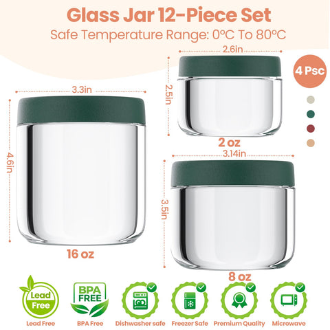 Agotglmi glass jar 8oz wide-mouth with airtight lid for on-the-go snacks