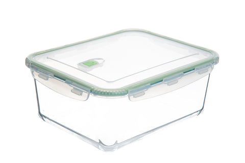 AGTRADE 120oz glass container with airtight lid close-up showing secure locking for fresh storage.
