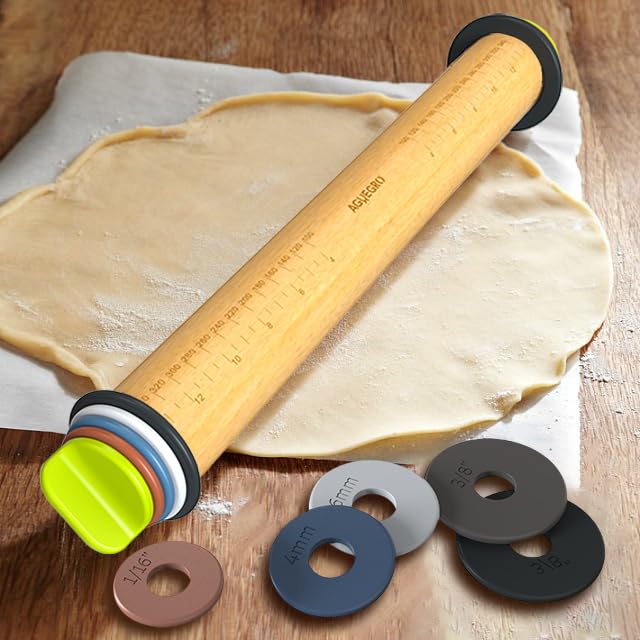 Aguegro rolling pin ring 1-6 sets medium-thickness dough.
